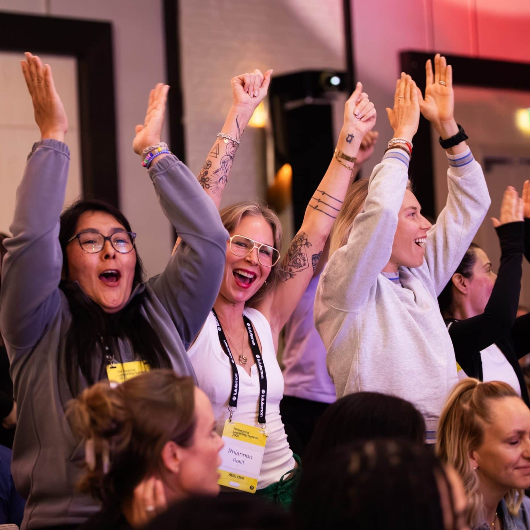 attendees having fun at lululemon event in Vancouver